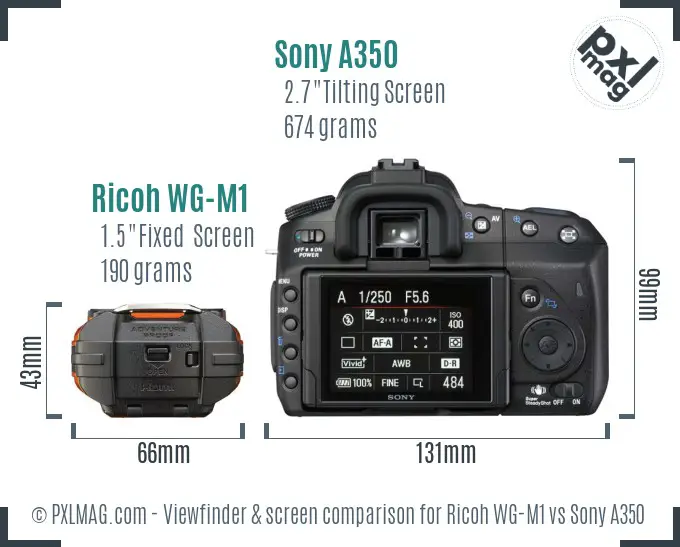 Ricoh WG-M1 vs Sony A350 Screen and Viewfinder comparison