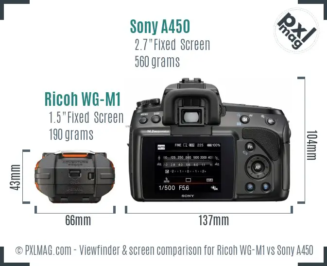 Ricoh WG-M1 vs Sony A450 Screen and Viewfinder comparison