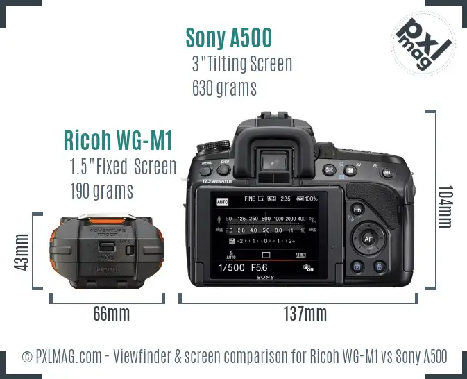 Ricoh WG-M1 vs Sony A500 Screen and Viewfinder comparison
