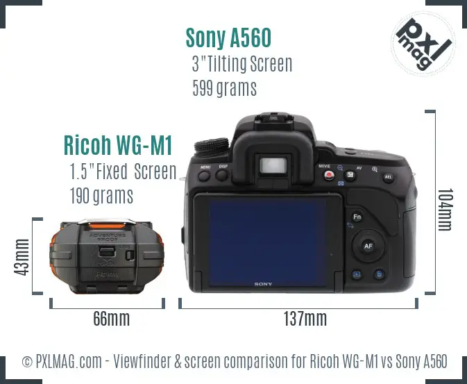 Ricoh WG-M1 vs Sony A560 Screen and Viewfinder comparison