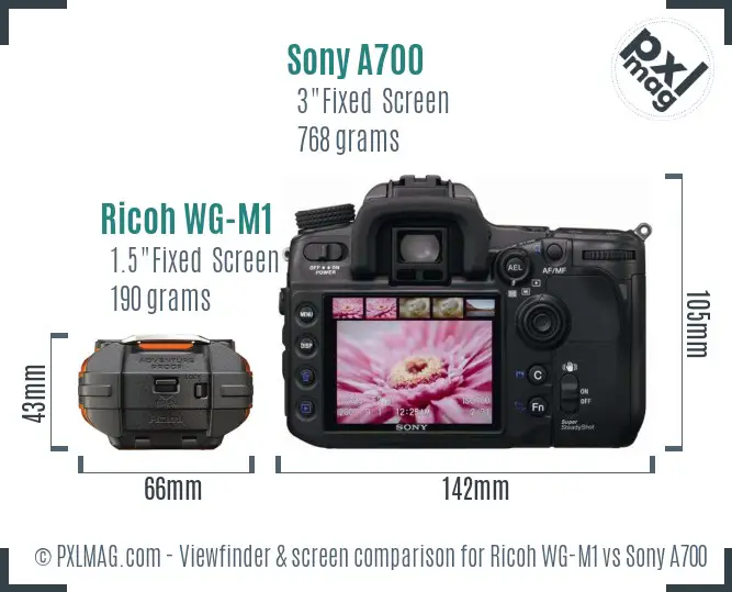 Ricoh WG-M1 vs Sony A700 Screen and Viewfinder comparison