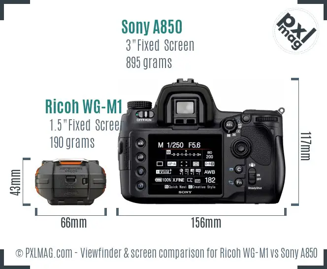 Ricoh WG-M1 vs Sony A850 Screen and Viewfinder comparison