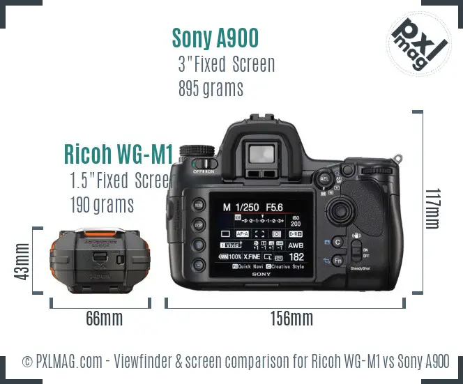 Ricoh WG-M1 vs Sony A900 Screen and Viewfinder comparison