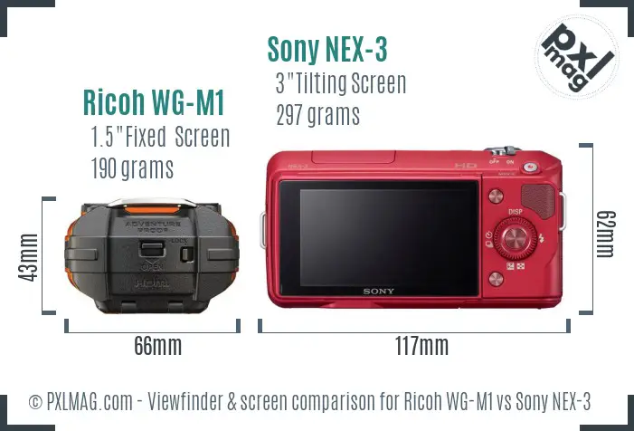 Ricoh WG-M1 vs Sony NEX-3 Screen and Viewfinder comparison