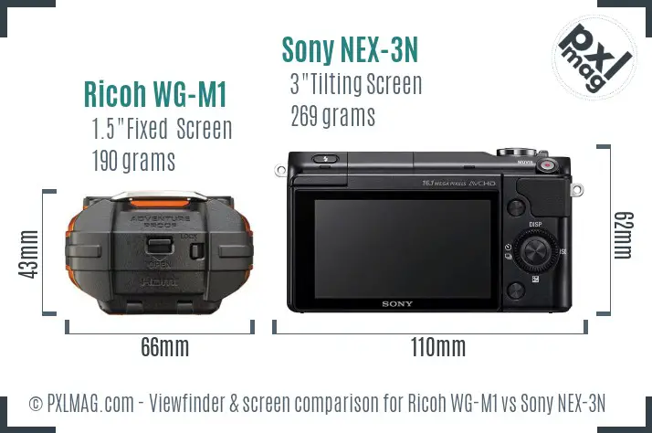 Ricoh WG-M1 vs Sony NEX-3N Screen and Viewfinder comparison