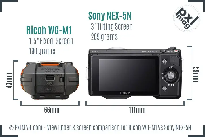 Ricoh WG-M1 vs Sony NEX-5N Screen and Viewfinder comparison