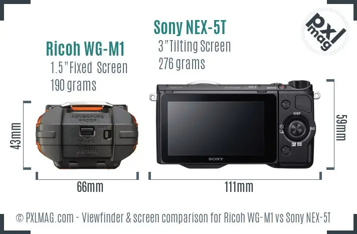 Ricoh WG-M1 vs Sony NEX-5T Screen and Viewfinder comparison