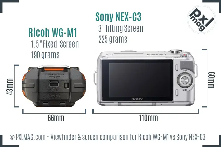 Ricoh WG-M1 vs Sony NEX-C3 Screen and Viewfinder comparison