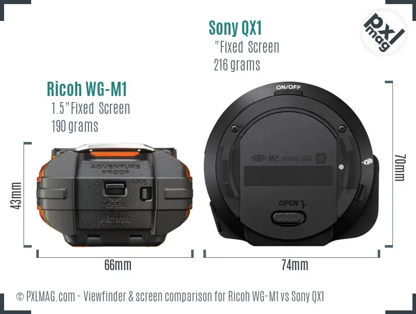Ricoh WG-M1 vs Sony QX1 Screen and Viewfinder comparison Ricoh WG-M1 vs Sony QX1 Screen and Viewfinder comparison