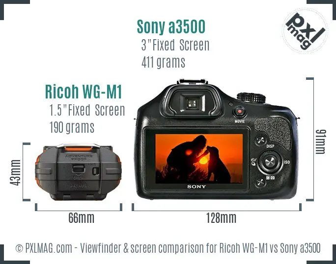 Ricoh WG-M1 vs Sony a3500 Screen and Viewfinder comparison