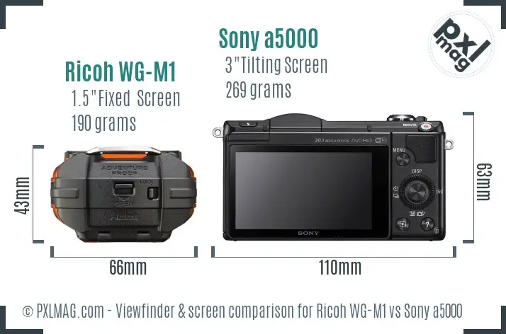 Ricoh WG-M1 vs Sony a5000 Screen and Viewfinder comparison
