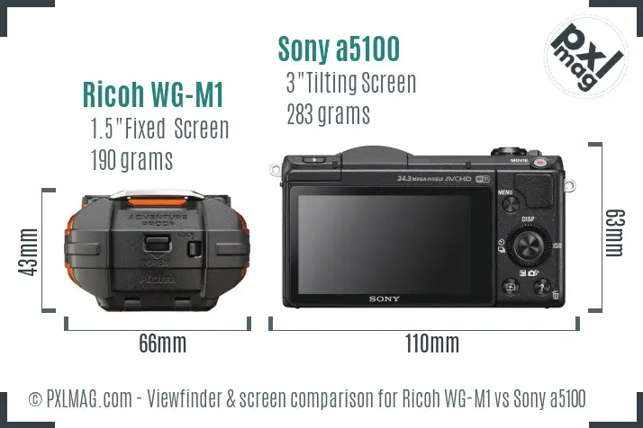 Ricoh WG-M1 vs Sony a5100 Screen and Viewfinder comparison
