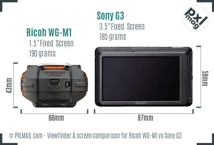 Ricoh WG-M1 vs Sony G3 Screen and Viewfinder comparison