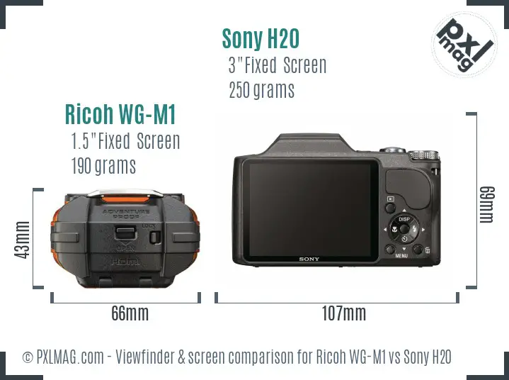 Ricoh WG-M1 vs Sony H20 Screen and Viewfinder comparison