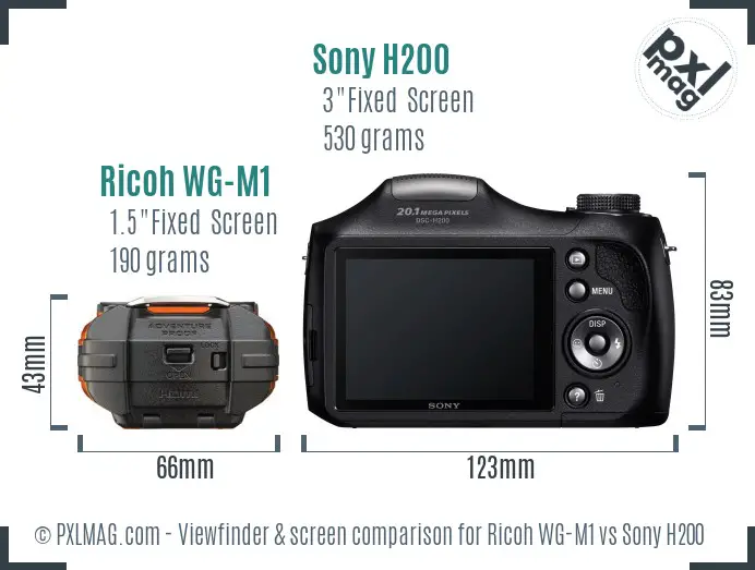 Ricoh WG-M1 vs Sony H200 Screen and Viewfinder comparison Ricoh WG-M1 vs Sony H200 Screen and Viewfinder comparison