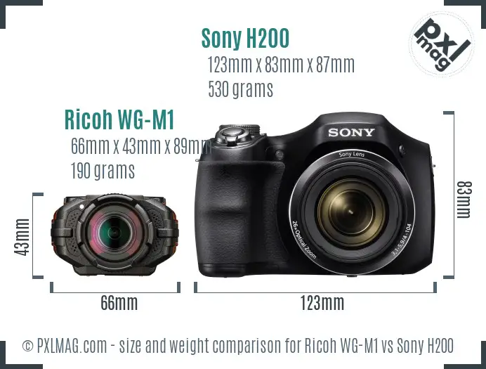 Ricoh WG-M1 vs Sony H200 size comparison Ricoh WG-M1 vs Sony H200 size comparison