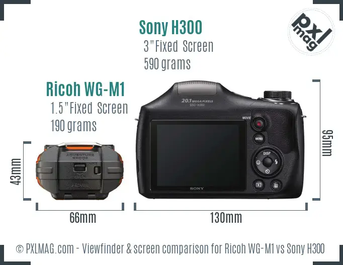 Ricoh WG-M1 vs Sony H300 Screen and Viewfinder comparison