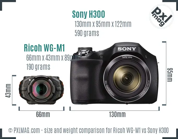 Ricoh WG-M1 vs Sony H300 size comparison