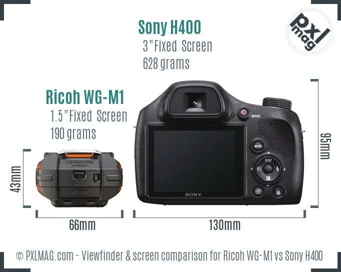 Ricoh WG-M1 vs Sony H400 Screen and Viewfinder comparison Ricoh WG-M1 vs Sony H400 Screen and Viewfinder comparison