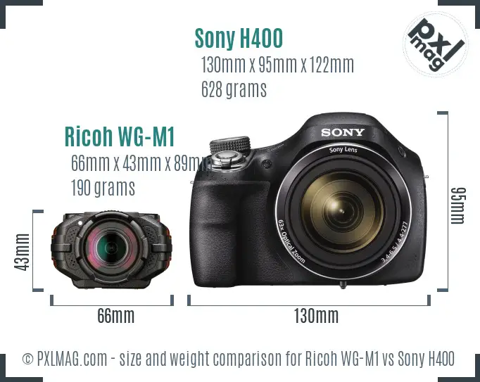 Ricoh WG-M1 vs Sony H400 size comparison Ricoh WG-M1 vs Sony H400 size comparison