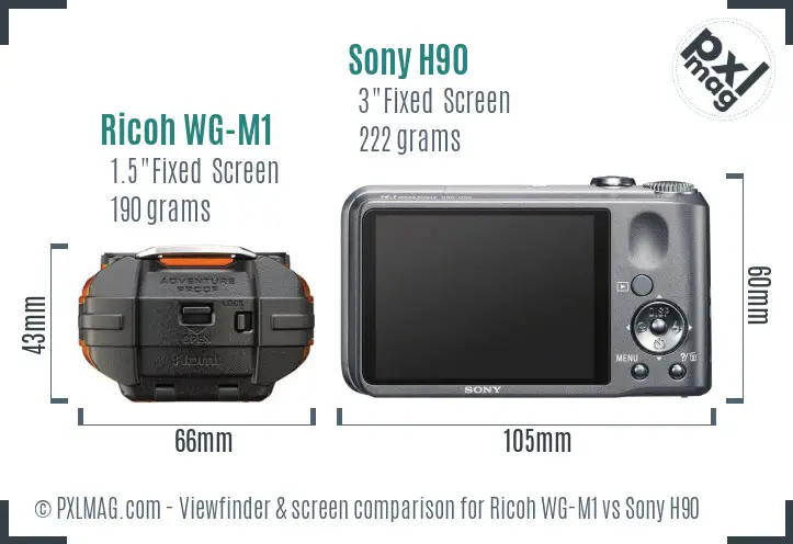 Ricoh WG-M1 vs Sony H90 Screen and Viewfinder comparison