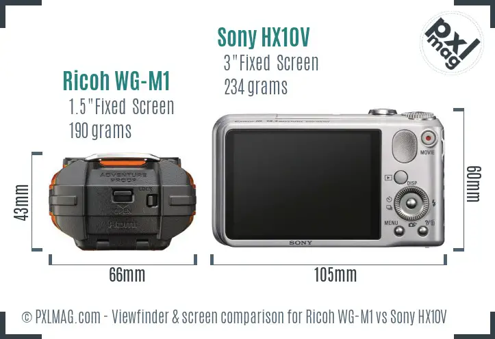 Ricoh WG-M1 vs Sony HX10V Screen and Viewfinder comparison