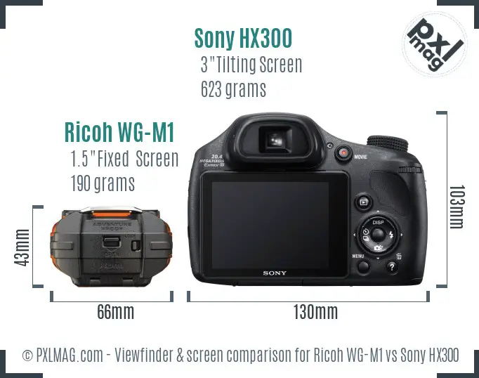 Ricoh WG-M1 vs Sony HX300 Screen and Viewfinder comparison