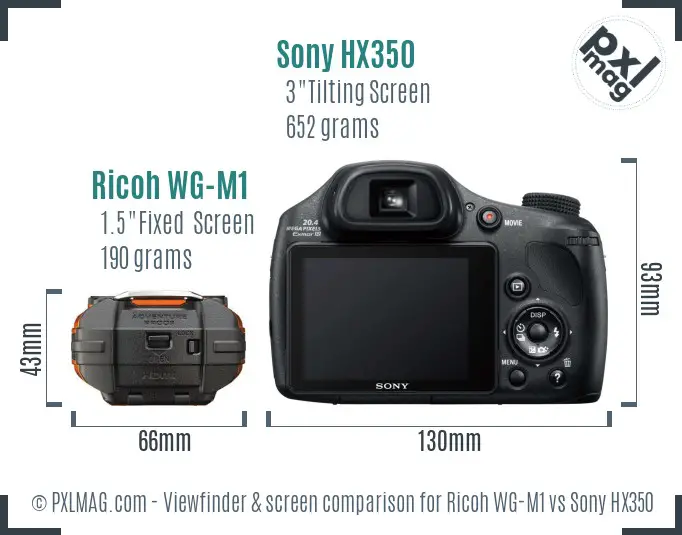 Ricoh WG-M1 vs Sony HX350 Screen and Viewfinder comparison