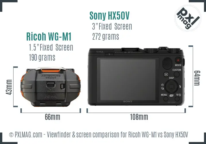 Ricoh WG-M1 vs Sony HX50V Screen and Viewfinder comparison