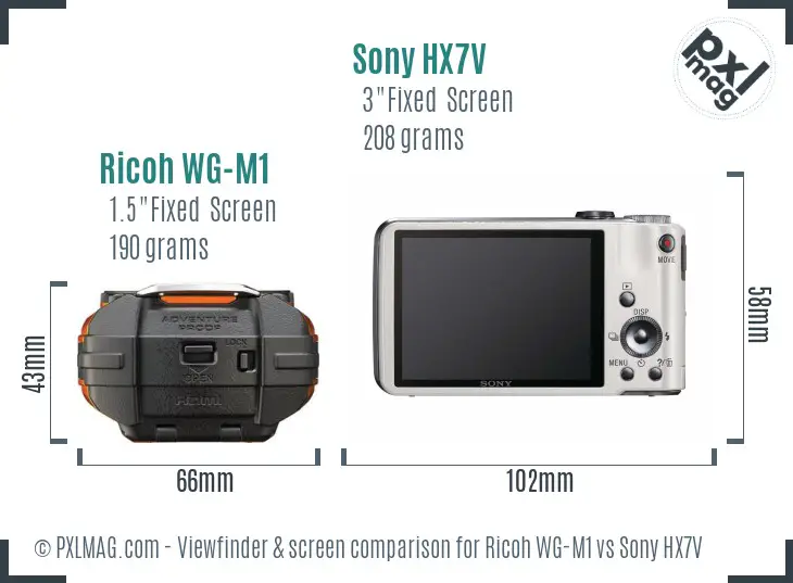 Ricoh WG-M1 vs Sony HX7V Screen and Viewfinder comparison