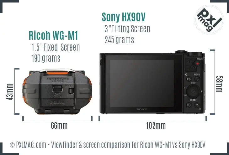 Ricoh WG-M1 vs Sony HX90V Screen and Viewfinder comparison