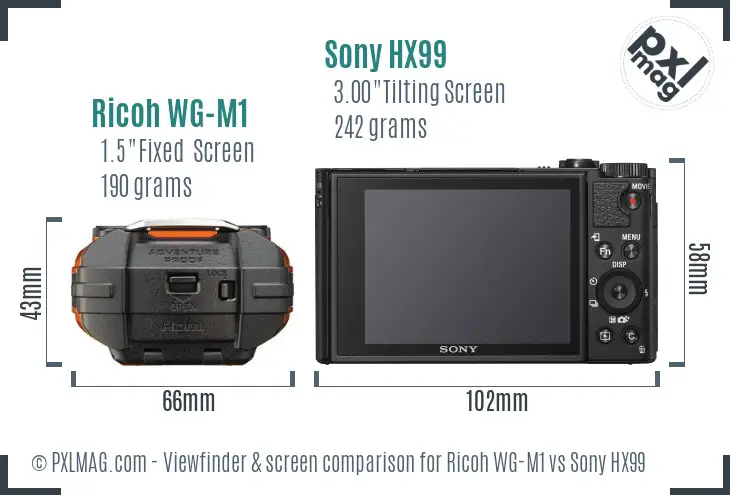 Ricoh WG-M1 vs Sony HX99 Screen and Viewfinder comparison