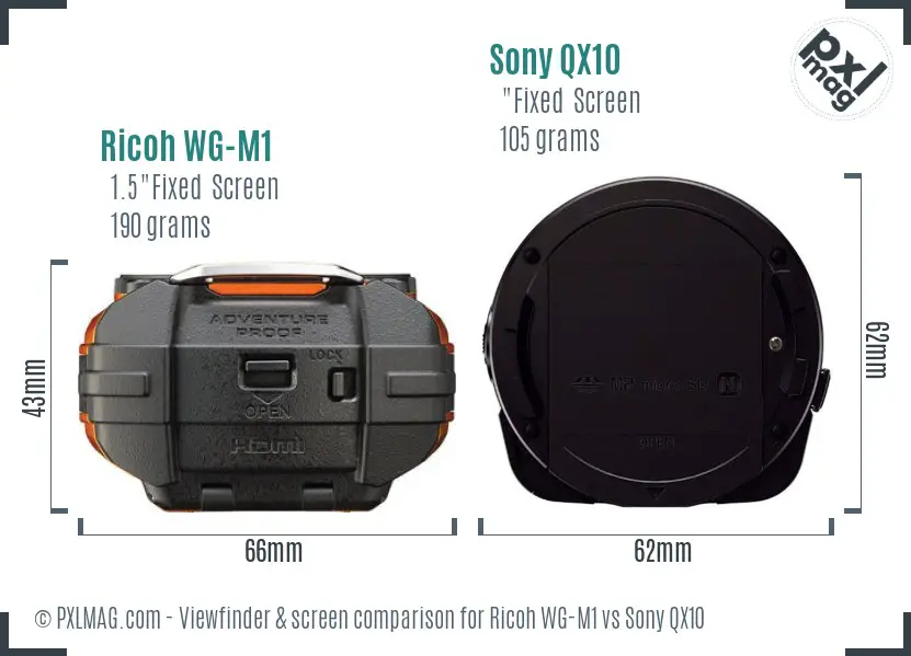 Ricoh WG-M1 vs Sony QX10 Screen and Viewfinder comparison