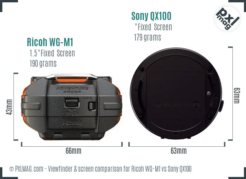 Ricoh WG-M1 vs Sony QX100 Screen and Viewfinder comparison Ricoh WG-M1 vs Sony QX100 Screen and Viewfinder comparison