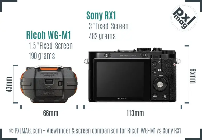 Ricoh WG-M1 vs Sony RX1 Screen and Viewfinder comparison