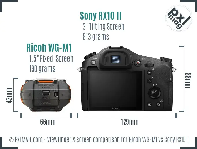 Ricoh WG-M1 vs Sony RX10 II Screen and Viewfinder comparison