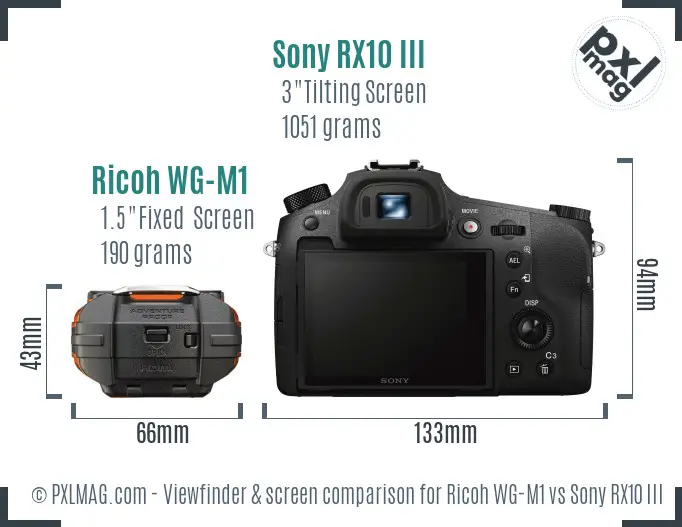 Ricoh WG-M1 vs Sony RX10 III Screen and Viewfinder comparison