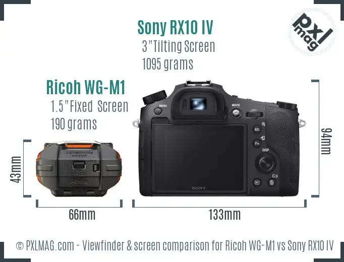 Ricoh WG-M1 vs Sony RX10 IV Screen and Viewfinder comparison