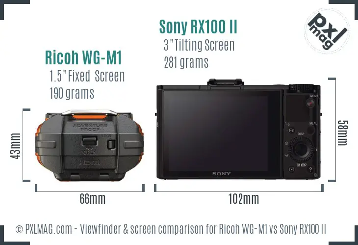 Ricoh WG-M1 vs Sony RX100 II Screen and Viewfinder comparison