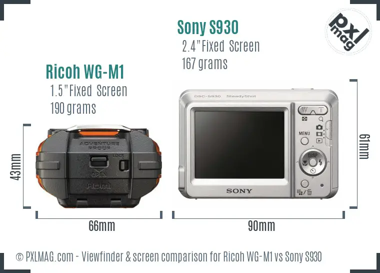 Ricoh WG-M1 vs Sony S930 Screen and Viewfinder comparison