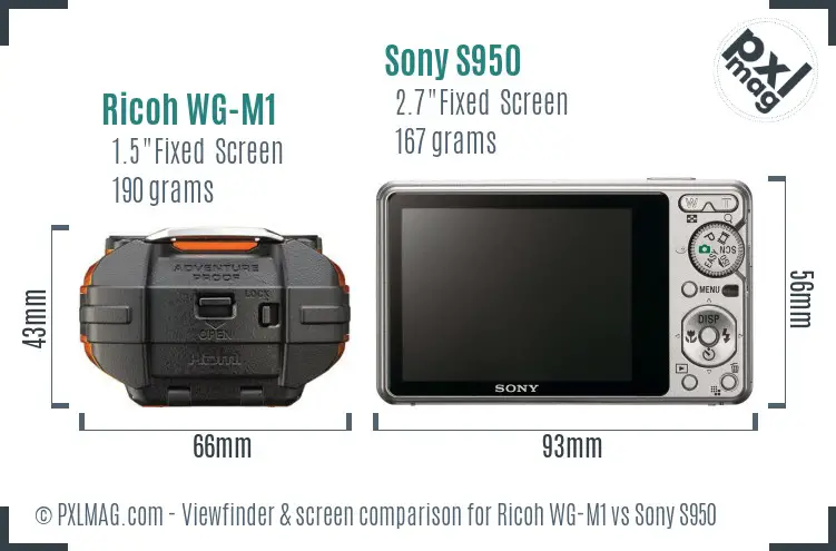 Ricoh WG-M1 vs Sony S950 Screen and Viewfinder comparison