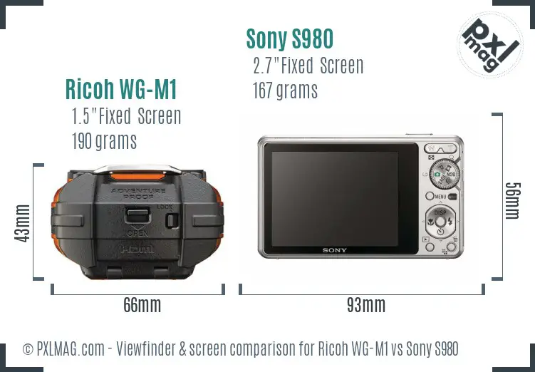Ricoh WG-M1 vs Sony S980 Screen and Viewfinder comparison