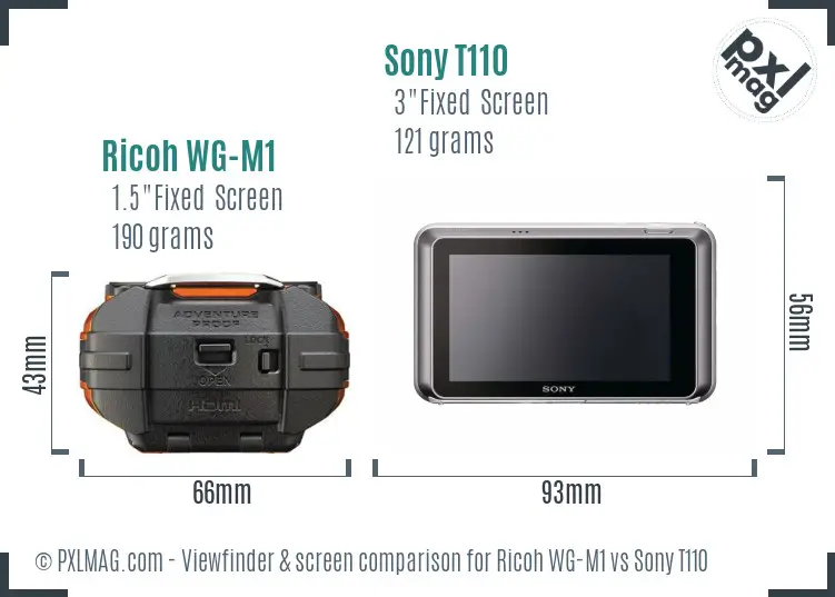 Ricoh WG-M1 vs Sony T110 Screen and Viewfinder comparison