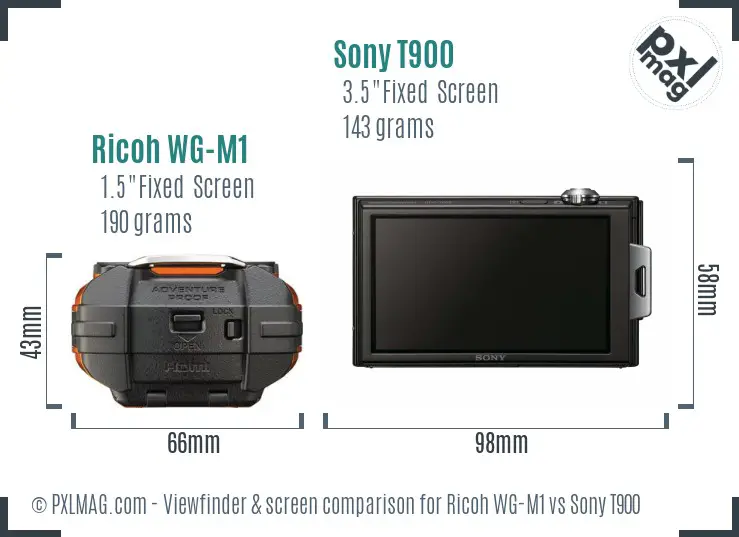 Ricoh WG-M1 vs Sony T900 Screen and Viewfinder comparison