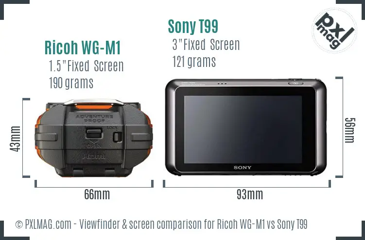 Ricoh WG-M1 vs Sony T99 Screen and Viewfinder comparison
