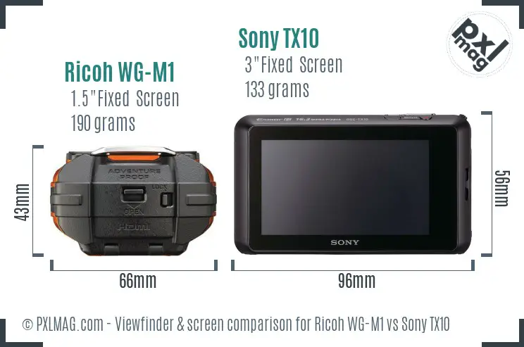 Ricoh WG-M1 vs Sony TX10 Screen and Viewfinder comparison