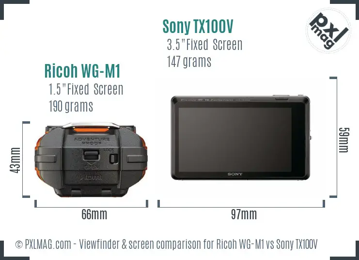 Ricoh WG-M1 vs Sony TX100V Screen and Viewfinder comparison
