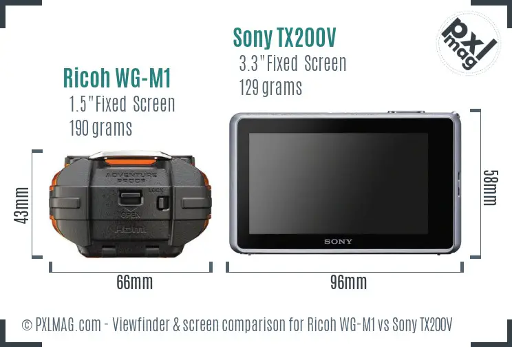 Ricoh WG-M1 vs Sony TX200V Screen and Viewfinder comparison