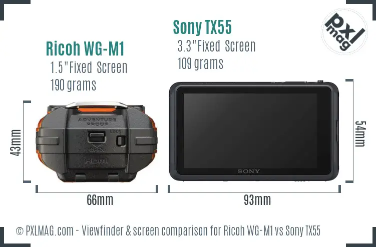Ricoh WG-M1 vs Sony TX55 Screen and Viewfinder comparison
