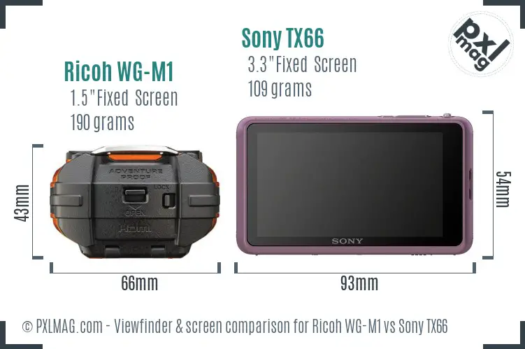 Ricoh WG-M1 vs Sony TX66 Screen and Viewfinder comparison